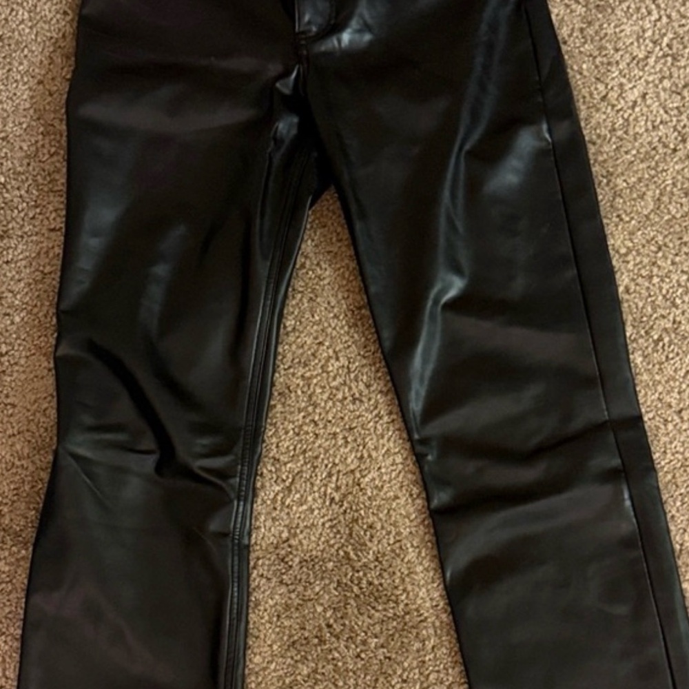Abercrombie & Fitch Black Leather Straight Leg Pants